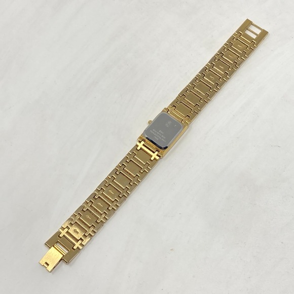Vtg Jules Jurgensen Diamond Tank Watch Women 19mm Gold Tone New Battery 7.25" - Picture 14 of 16